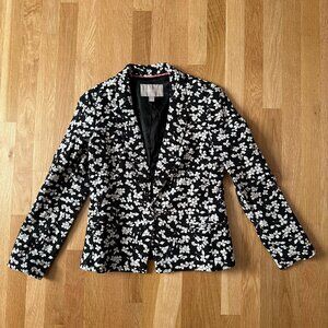 Banana Republic suit jacket, black and white floral
